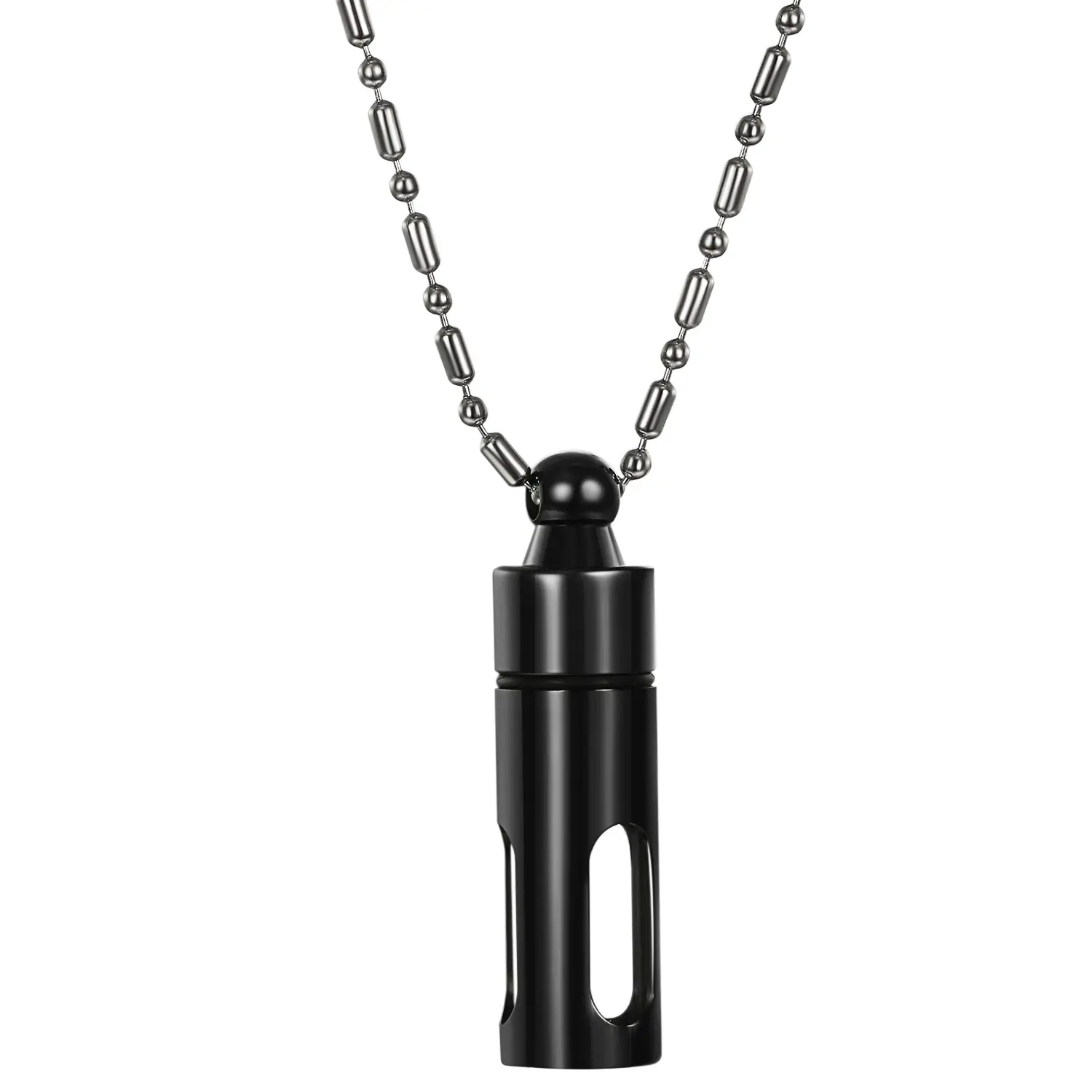 OIDEA Unisex Minimalist Memorial Openable Sealed Locket Pendant Necklace - Stainless Steel Jewelry, Black Finish, Casual Chain, Personal Glass Chamber, Lightweight and Compact Design, Discreet Wear, Thoughtful and Unique Gift, Chain Jewelry Necklaces