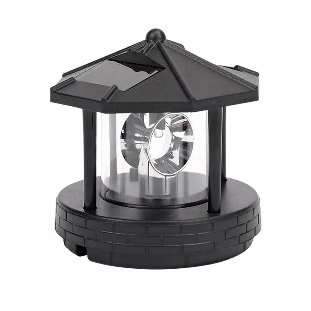 Solar Rotating Lighthouse Solar Powered Outdoor Lawn Light, Auto Light Control Solar Garden Yard Decor Lamp, Waterproof LED Decorative Landscape Lighting Ornament for Patio Path Backyard Farm Outdoor Decoration, Black Color, No Extra Electricity Required