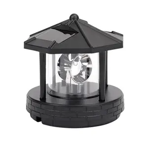 Solar Rotating Lighthouse Solar Powered Lighthouse Outdoor Lawn Light for Garden Yard Outdoor Decor(black)