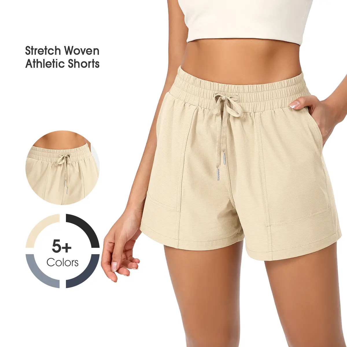ODODOS Women's Active Shorts, High Waisted Casual Athletic Wear with Pockets for Quick Dry Hiking and the Athlete Life, Xl, Basic, Casual Sport, Drawstring
