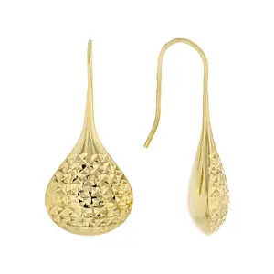 JTV 14k Yellow Gold Over Sterling Silver Diamond Cut Pear Drop Earrings