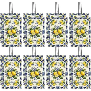 Siifert 20 Pcs Blue Tiles Lemon Car Air Fresheners Hanging Italian Lemons Car Decorations Lemon Air Freshener Long Lasting Scent for Auto Mediterranean Party Favors
