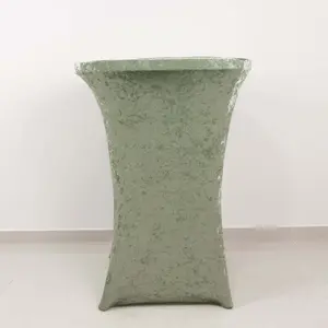 Crushed Velvet Spandex Round Cocktail Table Cover 30" Sage Green - Smooth Fitted Highboy Tablecloth for Receptions & Functions