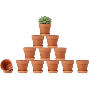 3 Inch Terra Cotta Pots with  - 12 Pack Clay Flower Pots with Drainage,  for , Crafts, Wedding Favor (3 Inch)