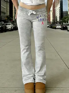 Casual Drawstring Waist Joggers, Vintage Letter Print Loose Fit Pants, Street Style Comfort Long Trousers for Fall Winter