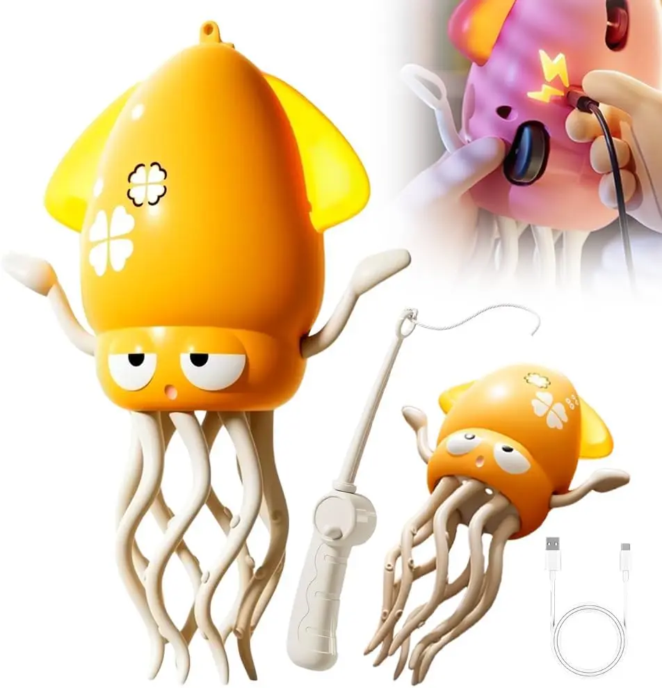 LED Light & Music Interactive Dancing Squid Toy for Toddlers Ages 2+ - Plastic Body, Bright Colors, Sensory Development - Baby Electric Toy, Perfect Gift & Stocking Stuffer for Tummy Time, Interactive Toy