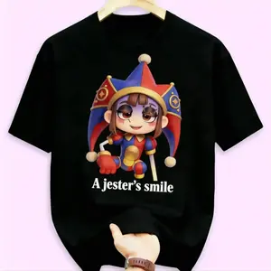 Pomni Jester Smile T-Shirt, 100% Cotton Soft Digital Circus Aesthetic Streetwear Tee Unisex