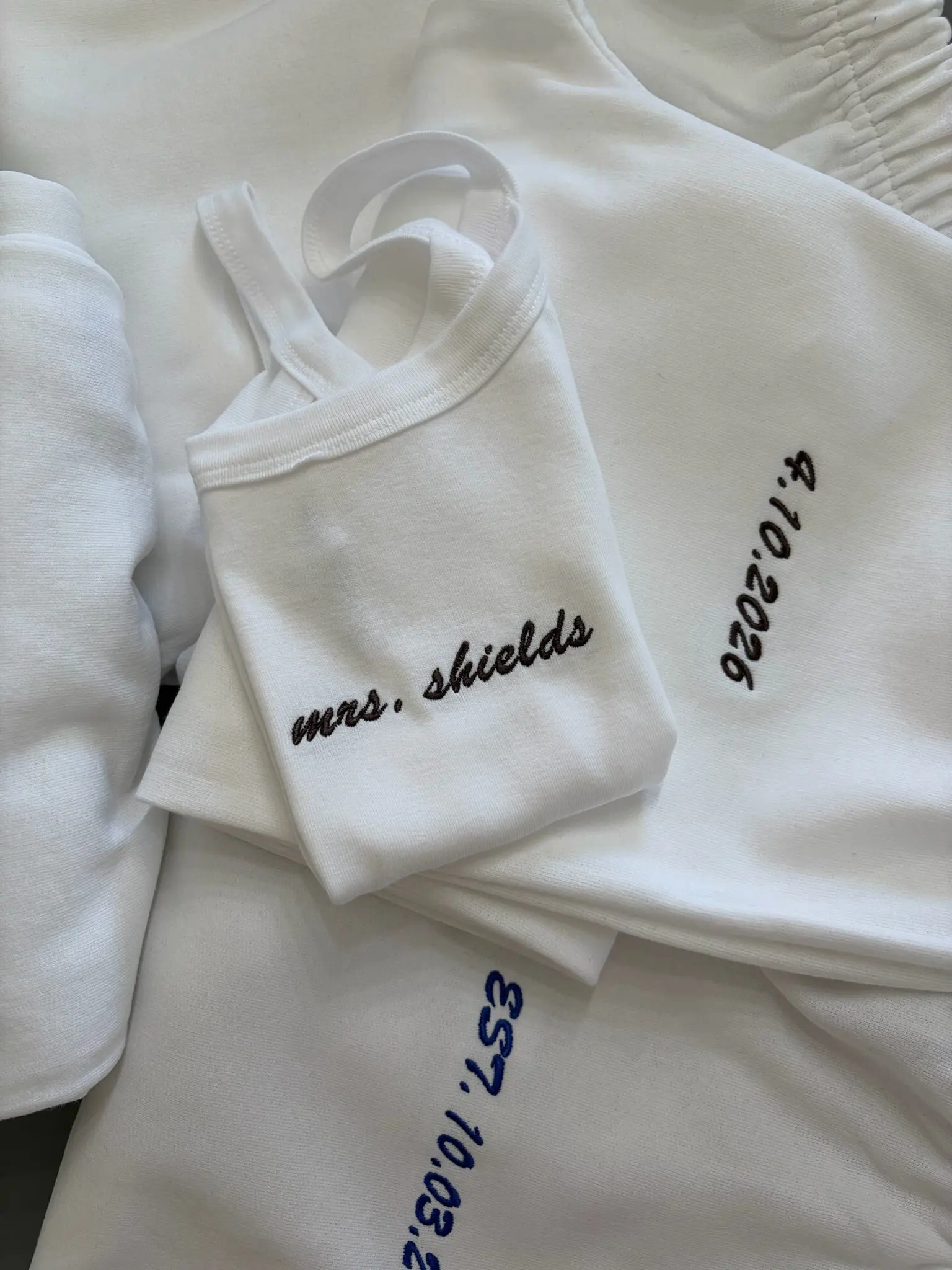 Embroidered New Name Tank and Wide Leg Sweatpants