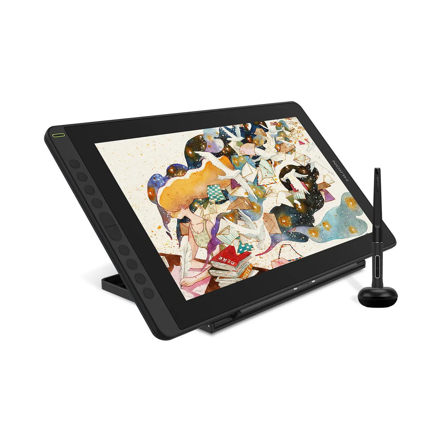 HUION KAMVAS 16 Digital Drawing Pad - 15.6 in Graphics Writing Tablet with Full-Laminated Anti-Glare Screen, 10 Express Keys, Android Support, Battery-Free Stylus (8192 Pen Pressure), Tilt-Adjustable Stand, Cable-Included for Electronics Devices