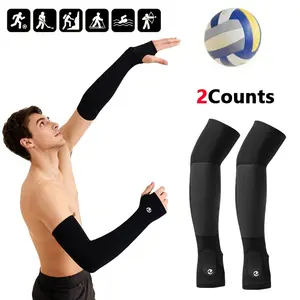 Pair of Padded Volleyball Arm Sleeves, Compression Forearm Sleeves for Men and Women, Breathable Thumb Hole Sports Training and Competition Support