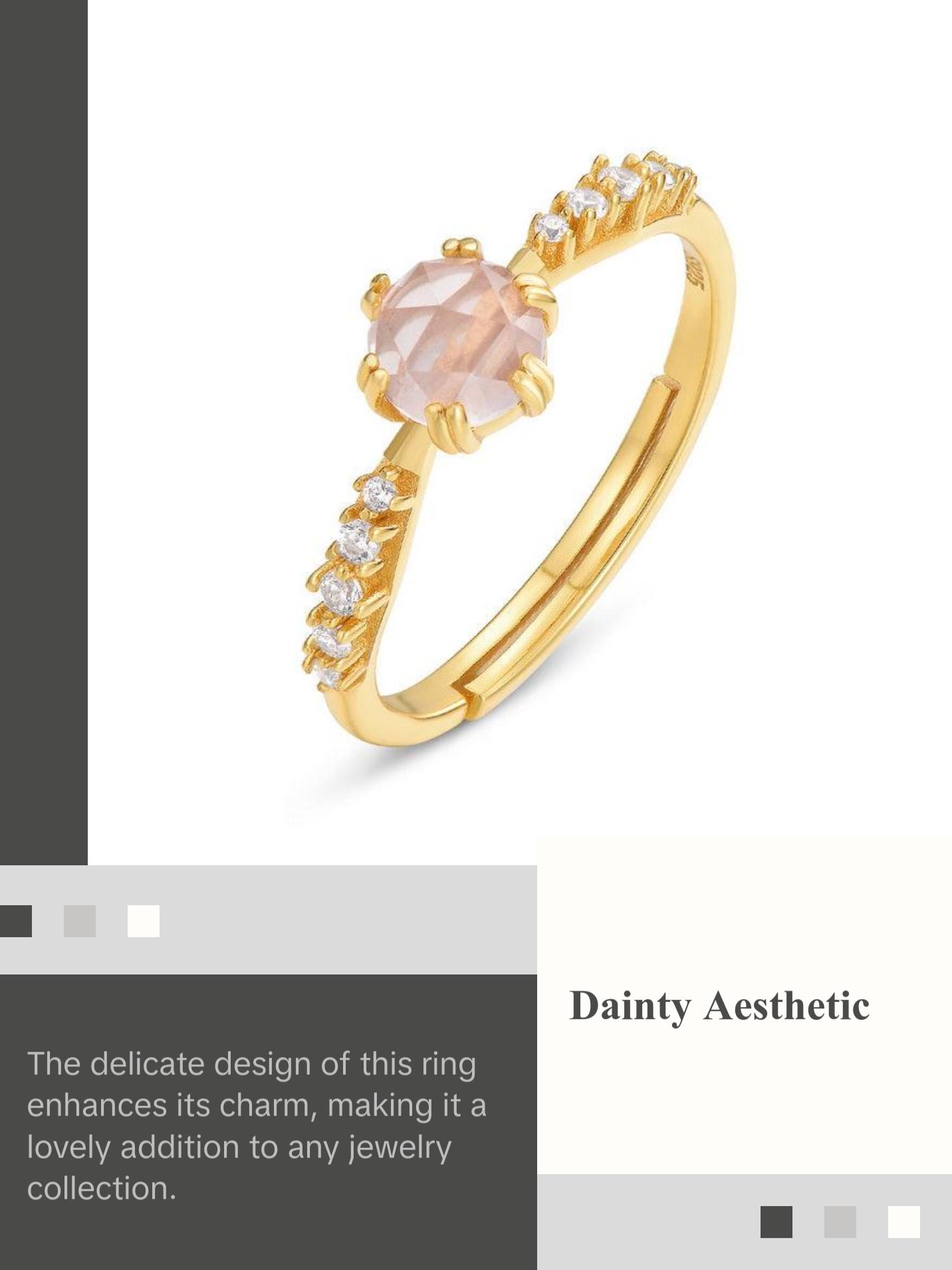 Rose Quartz Dainty Adjustable Ring
