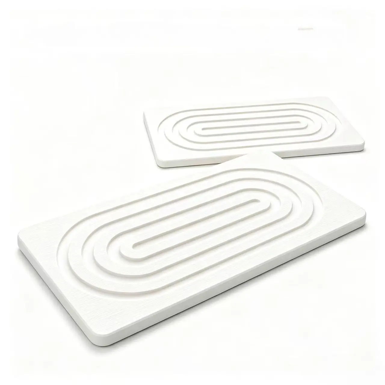 MellowAbode 2-Piece Diatomite Coasters, Water-Absorbing Mat for Dishes, Multi-Use Tray for Home Supplies Organization
