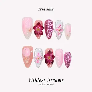 ErsaNails WILDEST DREAMS - Medium Almond 10 PCS Handmade Press On Nails | Dried flowers, Mermaid & 3D Nails