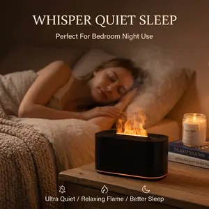 Flame Aroma Diffuser Humidifier with 7 Color Mood Light, Ultra Quiet Cool Mist Air Humidifier for Bedroom Sleep Relaxation, Essential Oil Diffuser for Apartment Home Office Desk Decor