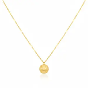 18K Game Day Gold Plated Half Baseball Pendant Necklace