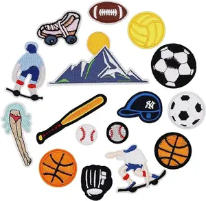 16pcs Ball Sports Equipment Iron on Patches Embroidered Motif Applique Decoration Sew On Patches Custom Patches for DIY Jeans, Jacket ,Kid's Clothing, Bag, Caps, Arts Craft Sew Making (Sports 16pcs)