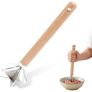 Stainless Steel Meat Chopper,11 Inch, Ground Beef Chopper Tool, Metal Meat Masher, Ground Meat Smasher, Hamburger Smasher Tool