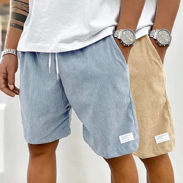 Men's Regular Fit Corduroy Shorts, Casual Comfy Swim Shorts for Summer, Men's Bottoms for Daily Wear Menswear