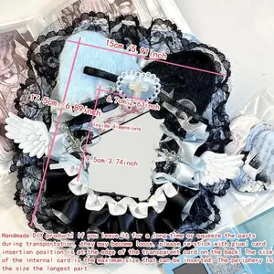 1Pc Cultural and Creative Bat Wing Lace Photo Card Holder, Two-Dimensional Cartoon Anime Game Character Peripheral Card Holder, Celebrity Photocard Support Fan Circle Decoration Card Holder