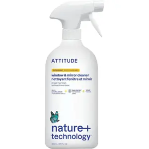 ATTITUDE Window and Mirror Cleaner, EWG Verified, Plant- and Mineral-Based Ingredients, Vegan and Cruelty-free Household Products, Citrus Zest, 27.1 Fl Oz