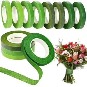 12 Roll Floral Tape, 1/2 Inch 30 Yard Florist Wrap for Fresh and Artificial Flower Arrangements, Crafts, Wedding Bouquet Supplies - Green GCVOPTON