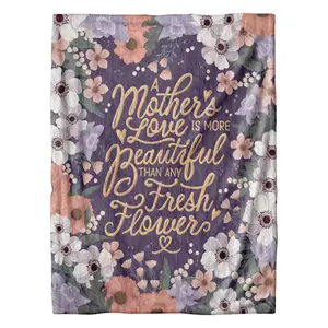 Mom Blanket - Soft, Cozy Microfiber Fleece Fabric with Heartfelt Saying for Gifting - Purple Floral Design - 50" x 60"