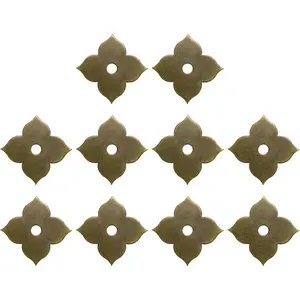 10pcs 1.69 Inch Leaf Shape Brass Backplate Washers Classical Furniture Decoration Gasket Hardware for Cabinet Drawer Cupboard Doors Bronze Tone