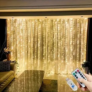 300 LED Warm White USB Curtain Lights with Remote Control - 8 Modes for Christmas, Weddings, Valentines Day & Indoor Party Decor - Elegant Ambiance Lighting for Any Occasion, Lights for Decoration, Led Mood Light