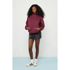 Pacsun Women's Wine Ultra Soft Fleece Core Washed Pullover Hoodie