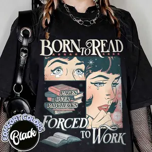 Comfort Colors Born to Read Shirt, Funny Bookish Reader Tee, Dark Romance Book Lover Graphic T-Shirt, Full Color Cozy Booktok Gift