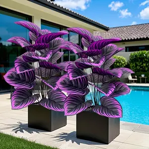 2 Pieces Halloween Artificial Violet Plants, Elegant Large Leaves, Perfect for Indoor Outdoor Decor, Weddings, Hotels, Gardens