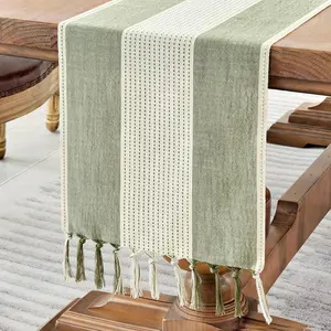 Table Runner, Farmhouse Table 72 Inches Long for Dining Table Decor, Wedding, Party and Dresser Decor (Sage Green,72")
