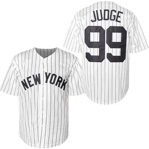 Men's #99 Stripe Baseball Jersey Name & Number High-Grade Fabric Casual Sweatshirt with Buttons for Teams - Baseballjersey