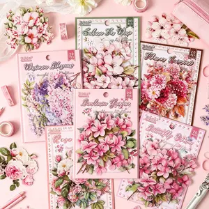 20 Floral Stickers Set, Handmade Decorative Stickers for Water Bottles, Luggage, Computers, Phones, Tablets, DIY Craft Supplies