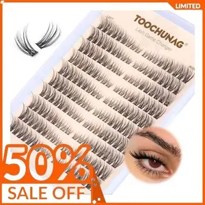 Natural Lash Clusters Wispy Eyelash Clusters C Curl Left&Right Cluster Eyelashes Extensions 180pcs Cluster Lashes DIY Individual Lash Extension Thin Band Cat Eye Lashes by TOOCHUNAG