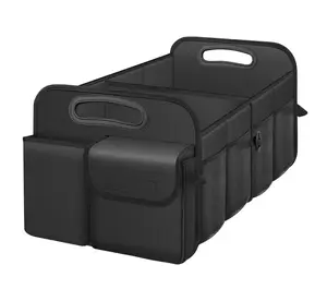 Collapsible Car Trunk Organizer - Waterproof, High-Capacity & Space-Saving Storage for SUV, Jeep, Sedan - Standard Size for Road Trips, Black