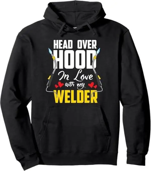 Cute Welders Wife Meme Quote Gift - Welder Girlfriend & Wife Pullover Hoodie Tops Black Womenswear Style