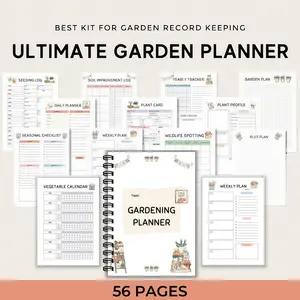 Multifunctional Gardening Planner, Annual Tracker, Plant Care Log, Garden Layout Grid, Seasonal Checklist, Monthly Tasks System