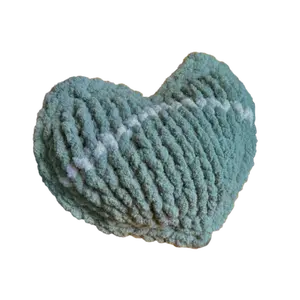 Heart Shaped Chunky HandKnit Pillow - (Sage green & Beige)