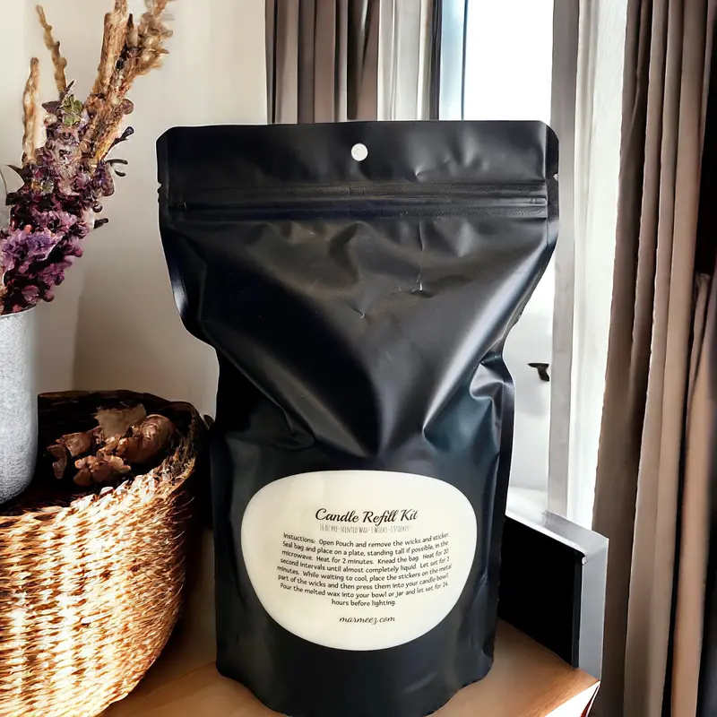 Candle Refill Kit, 1 lb. (16 oz.) Includes: High Quality Scented Soy Wax, Wicks, Wick Stickers