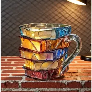 Creative Colorful Book Gift Set, Innovative Drawing Book Coffee Cup, Unique Stacked Book Cups, Perfect Gift for Literature Lovers