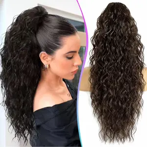 Claw Clip Ponytail Extension for women - 26" Long Curly Drawstring Ponytail Hair Extensions for Women, Strong Hold Fluffy Natural Looking Synthetic Hair Pieces for Women Daily Use(Black Brown) hair extension synthetic  Colorful Heat-Resistant Tinsel Kit