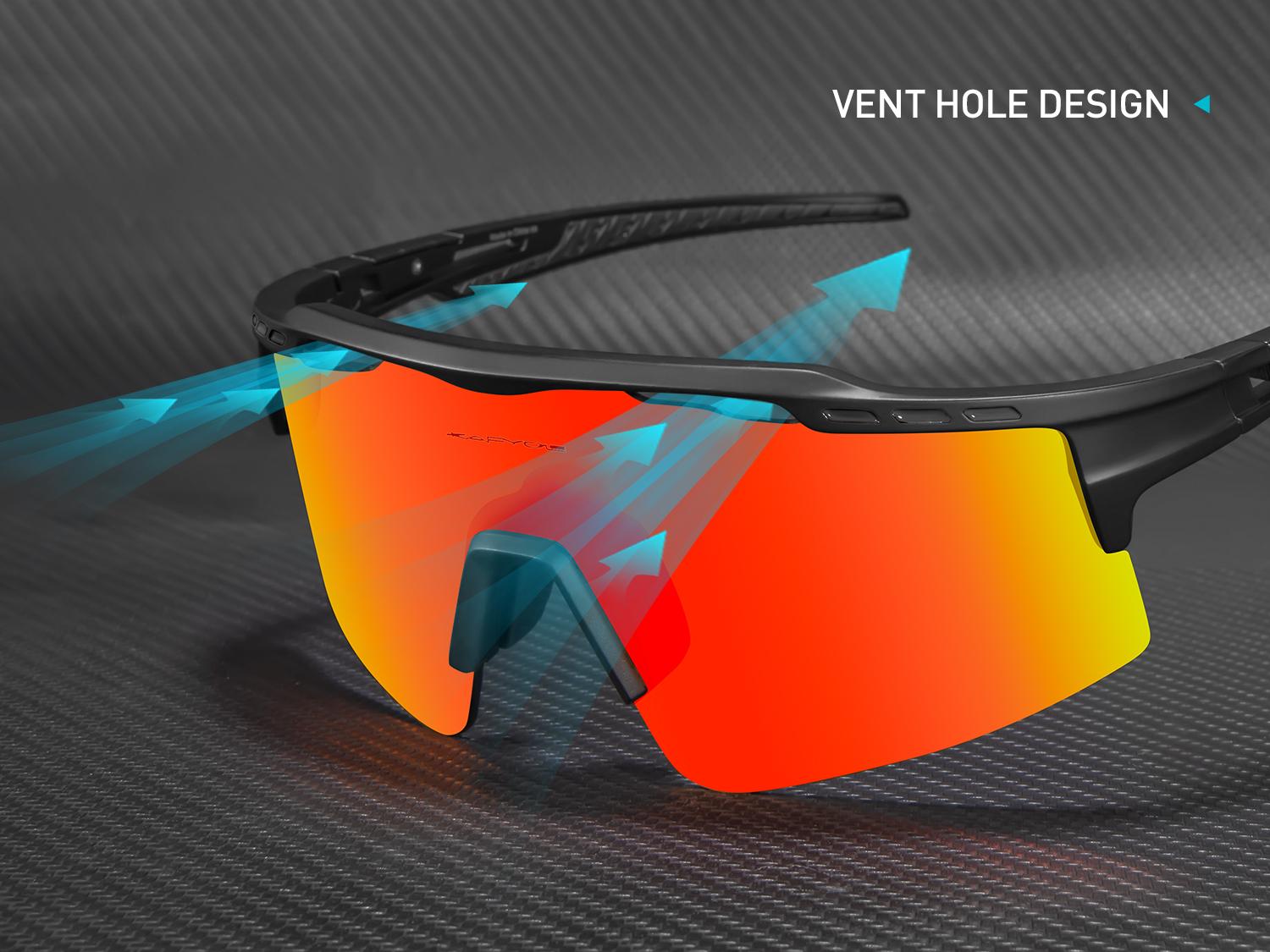 KAPVOE Polarized Cycling Glasses Sports Sunglasses for Men Women, UV400 MTB Bicycle Mountain Bike Glasses with 3 Lenses