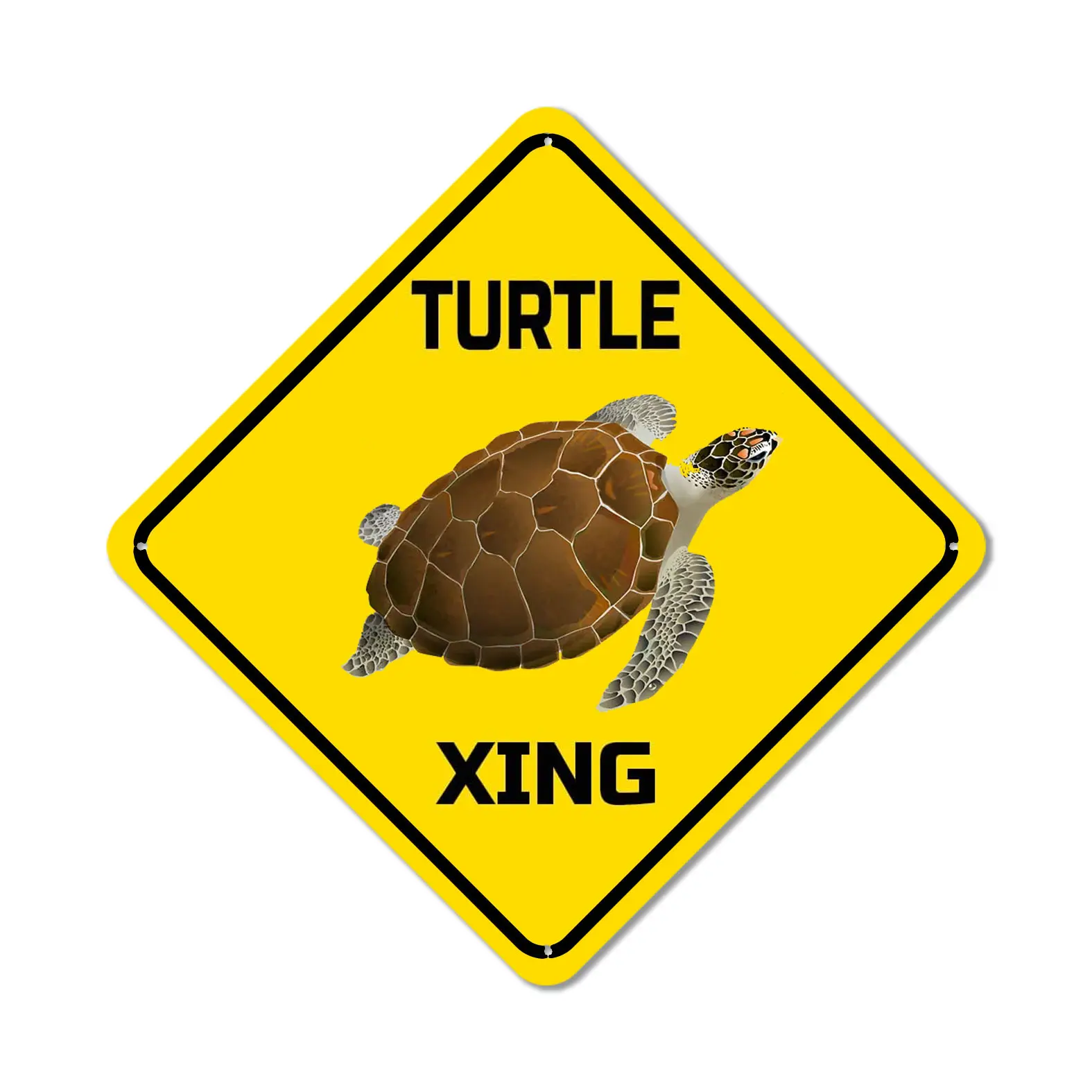 Turtle Xing Crossing Sign Funny Novelty Metal Sign for Bar Club Country Home Coffee Shop Indoor & Outdoor Decor Yellow Street Sign , 8x8 inch warning Road sign