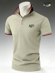 1 men's polo shirt, fashionable high-end printing, fashionable collar design, suitable for outdoor travel, business gatherings, home or work, holiday gifts, Father's Day