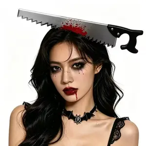 1pc Halloween Realistic Saw Headband, Creative Funny Hair Hoop, Scary Prank Prop, Dress-up Accessory for Holiday Party & Ball