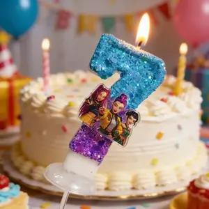 HOT Demon Hunter Themed Candles,0-9 Digital Candle, Exquisite Cake Top Cake Decorations, for Children's Birthday Parties,  Party Supplies Gift