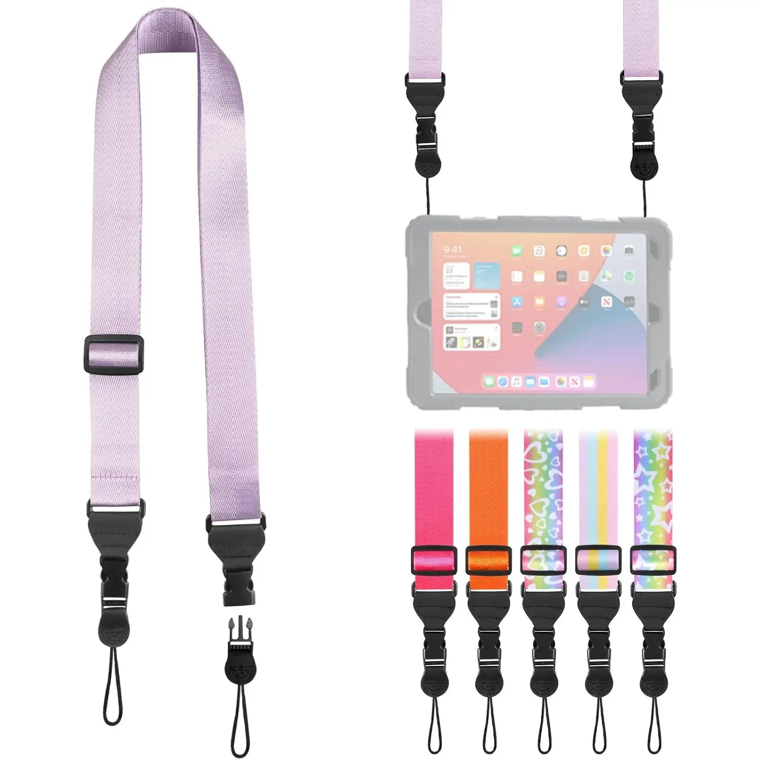 Nylon iPad Strap, Adjustable Camera Neck Strap, Comfortable Shoulder Strap for Bags, Cellphone Tablet, Camera, Laptop, Binocular, Luggage Bag (Purple Universal Shoulder Strap)