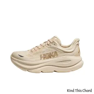 Cream Beige Knit Mesh Running Sneakers, Breathable Stretch Upper, Thick Rocker Cushion Midsole, Deep Tread Non-Slip Outsole, Lightweight Shock-Absorbing Trainers for Jogging, Gym Sessions & Neutral Daily Street Outfits