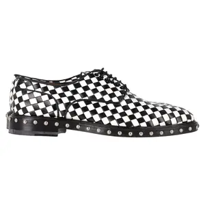 Pre-owned Givenchy Givenchy Checkered Lace Up Oxfords in Black Leather by Rebag